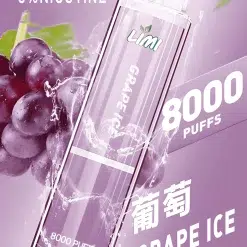 Limi 8000 Puffs 拋棄式電子煙 底部七彩發光一次性煙桿 711到付 25 limi 8000 puffs拋棄式電子煙葡萄